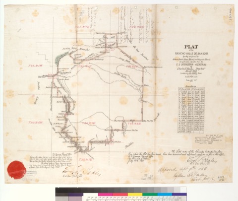 Diseño: Plat of the Rancho Valle de San José [Alameda County, Calif.] : finally confirmed to Antonio Suñol, Juan Berna