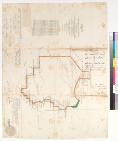 Diseño: Plat of the Rancho Valle de San José [Alameda County, Calif.] : finally confirmed to Antonio Suñol, Juan Berna