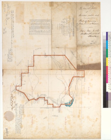 Diseño: Plat of the Rancho Valle de San Jose [Alameda County, Calif.] : finally confirmed to Antonio Su~nol, Juan Bern