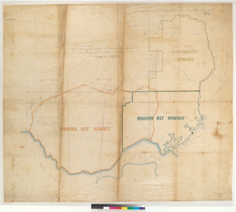 Diseño: Plat of the Ranchos del Pinole, Cañada del Hambre, Las Juntas : [Calif.] / surveyed by A.J. Coffee, Dep. Sur. 