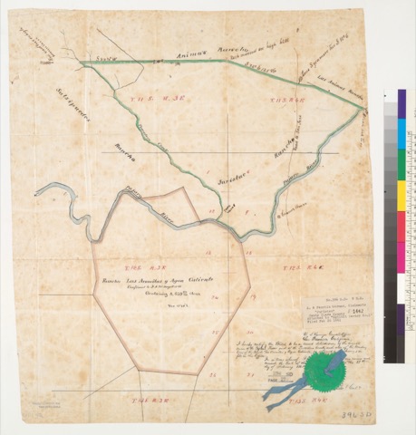 Diseño: Plat of the Ranchos Juristac and Las Aromitas y Agua Caliente : Calif. (sheet 1)