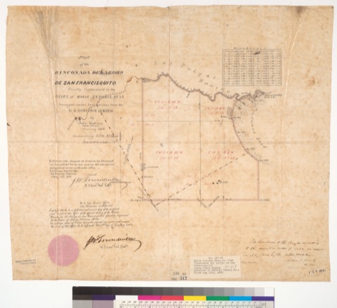 Diseño: Plat of the Rinconada del Arroyo de San Francisquito, finally confirmed to the heirs of Maria Antonia Mesa : [