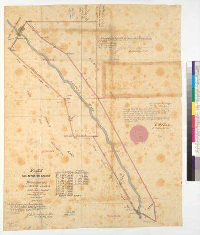 Diseño: Plat of the San Bernardo Rancho [Monterey County, Calif.] : finally confirmed to Mariano Soberanes / surveyed 