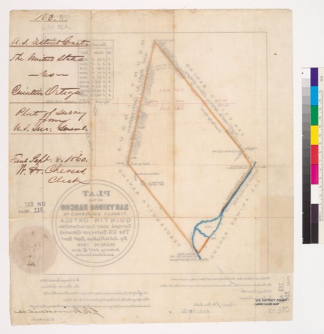 Diseño: Plat of the San Ysidro Rancho, finally confirmed to Quintin Ortega : [Santa Clara Co., Calif.] / Surveyed unde