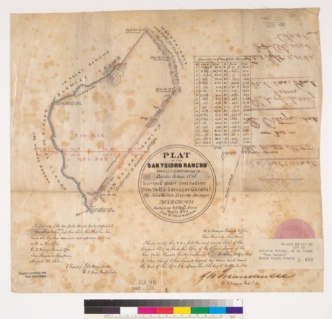 Diseño: Plat of the San Ysidro Rancho, finally confirmed to Quintin Ortega et al. : [Santa Clara Co., Calif.] / Survey