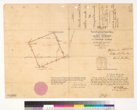 Diseño: Plat of the tract of land near Santa Clara finally confirmed to James Enright : [Santa Clara Co., Calif.] / Su