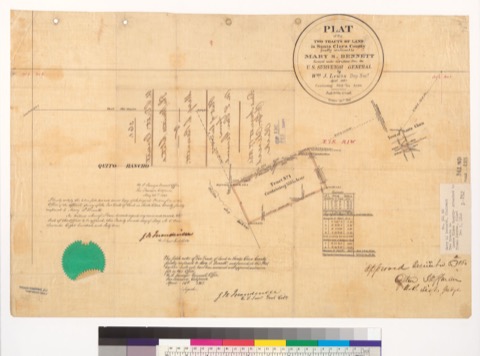 Diseño: Plat of the two tracts of land in Santa Clara County, finally confirmed to Mary S. Bennett : [Calif.] / Survey