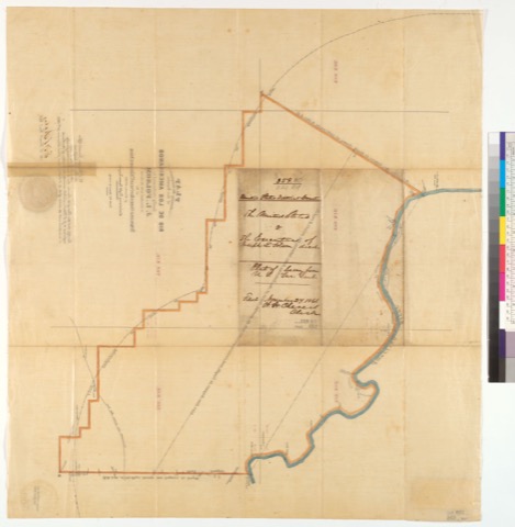 Diseño: Plat showing the location of the Rancho Rio de los Americanos, finally confirmed to J.L. Folsom : [Sacramento 