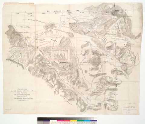 Diseño: Plat showing the old mission rancho of San Jacinto and surrounding country appertaining to Ex Mission San Luis