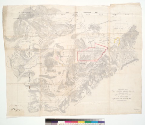 Diseño: Plat showing the old mission rancho of San Jacinto and surrounding country appertaining to Ex Mission San Luis