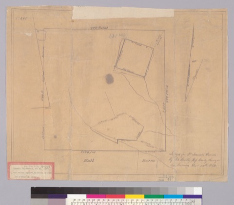 Diseño: Sketch of a lot 400 varas square, Mission San Dolores : San Francisco, Calif.] / Surveyed for Dn. Francisco Gu