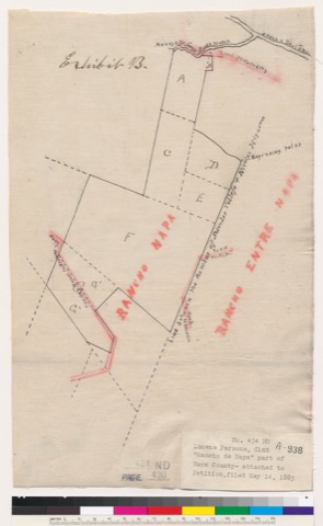 Diseño: Sketch of a rancho claim in the vicinity of Rancho Napa and Rancho Entre Napa : Napa County, Calif. / Surveyed
