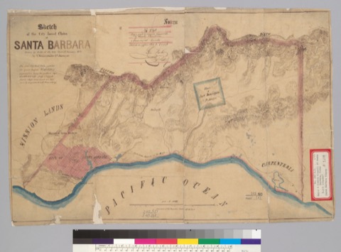 Diseño: Sketch of the city land claim of Santa Barbara : [Calif.] / drawn by order of the City Council, January 1853, 