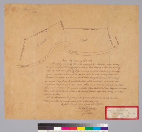 Diseño: Survey of Rancho Entre Napa : Napa Co., Calif. / signed] Em. A. d'Hemicourt, Surveyor