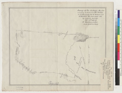 Diseño: Survey of the Visitacion Rancho : according to Deed from R.T. Ridley to N. Hammond, Ths. W. Volkes and A. Gorh
